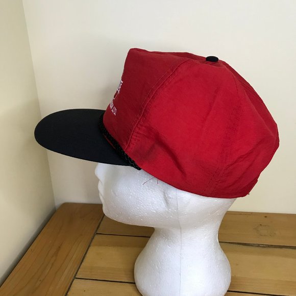 Bar-DE Transportation Embroidered Nylon Trucker Cap 90s Red with Black Brim Hat - Picture 5 of 7